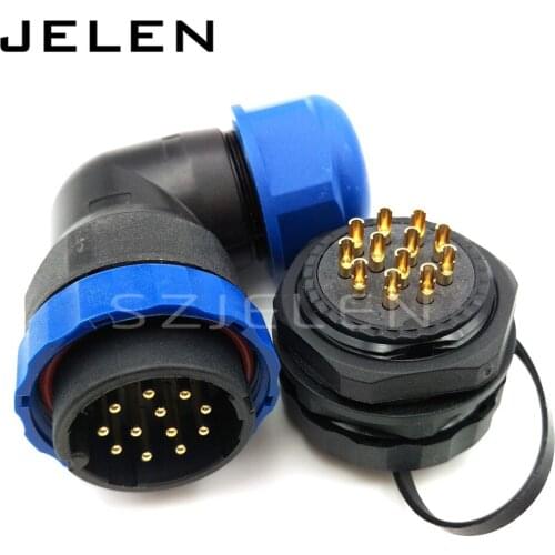 SD28TA-ZM,12 pin waterproof connector plug and socket, IP67, 12 pin panel Male and female connectors, 90 degree elbow plug