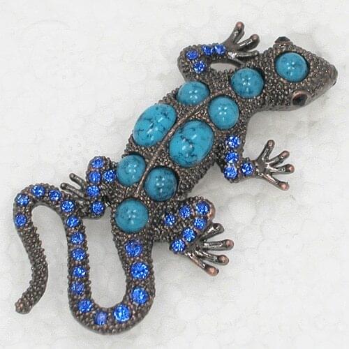 Rhinestone Blue brooch Gecko Pin brooches C616 B3