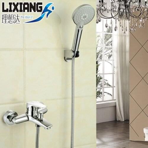 Contemporary Polished Chrome Wall Mounted Thermostatic Faucets Hot&Cold Water Mixer Tap Shower Set Bathtub Faucets Set