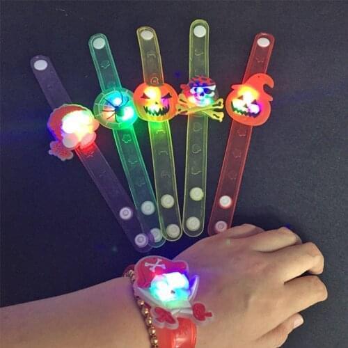 Led Flasing Bracelet Pumpkin Ghost Toy Halloween Christmas Decoration Supplies Kids Light Up Toys Glowing Wristband 25pcs/lot