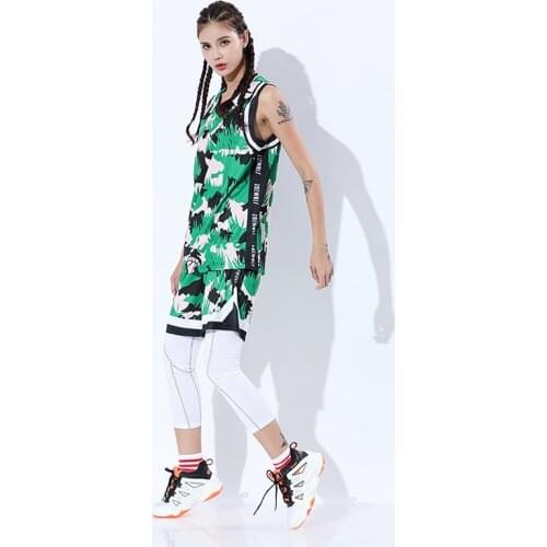 Girl Basketball Jerseys Set Uniforms kits for women green Sports Clothing Breathable College Team Training Jerseys Custom