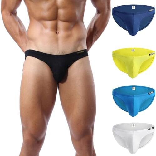 Modal Mens Briefs Solid Color Simple Sexy U Convex Mens Underwear Bikini Comfortable and Soft Home Underwear