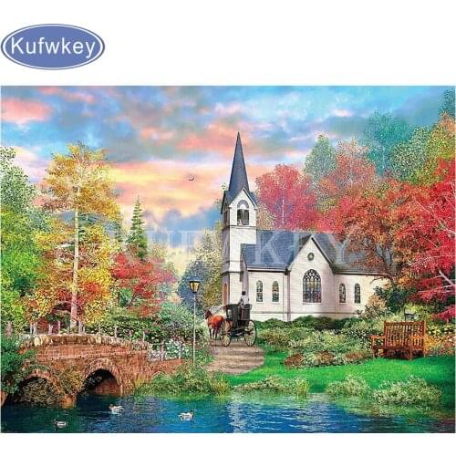 Home Decoration 3D DIY Diamond Painting Cross Stitch Landscape Diamond Mosaic Rhinestones House Diamond Embroidery Sale B22