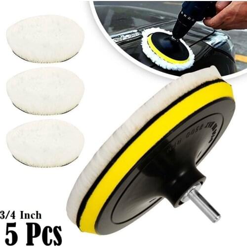 3/4Inch Universal 5PCS Car Polish Pad For M14/M16 Soft Wool Machine Waxing Polisher Car Body Polishing Discs Cleaning Accessries