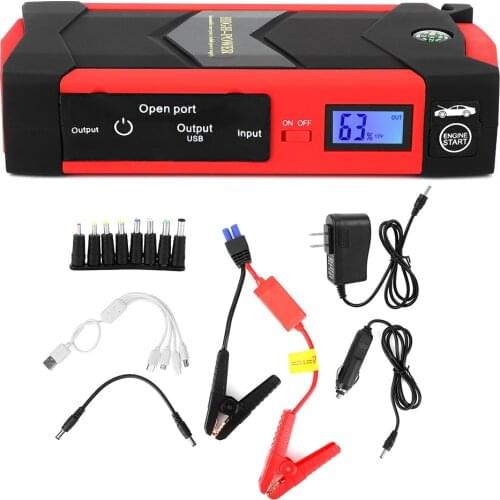 12V 26000Mah Multifunctional Digital Display Smart Jump Starter Emergency Power Bank Charger Kit Red 110V‑240V