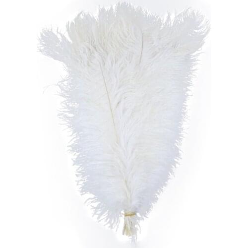 High Quality Hard Pole Ostrich Feathers Wedding Table Centerpieces Decorative 50-55Cm White Big Feather Fete Accessory Wholesale