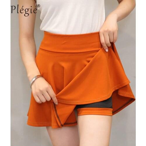 Plus Size 4XL Shorts Skirts Womens 2020 Spring A Line Sun School High Waist Pleated Skirt Female Elegant Skirt Have Safty Pants