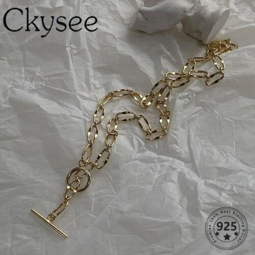 Ckysee 925 Sterling Silver Necklace Industry Wide Chain Necklace For Fashion Women Fine Jewelry Charms Silver 925 Necklaces Jewe