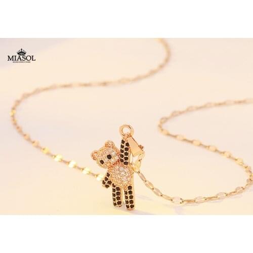 Women Necklace Bear Cute Panda Ricky Titanium Steel Rose Gold High Quality Girls Pendant Baby About 5g Fashion Charming Matching