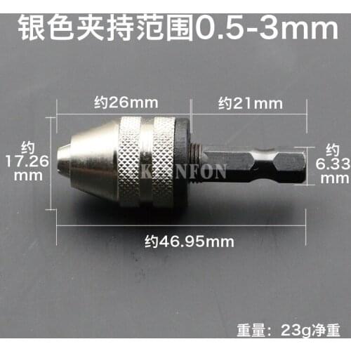 100pcs Keyless 0.5-3.0mm Drill Chuck 1/4" Keyless Drill Bit Chuck Hex Shank Adapter Converter Quick Change For Mini Drill Chucks