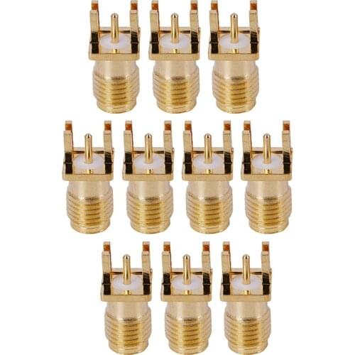 10x Connector SMA Female jack solder edge 1.6mm PCB clip mount straight 5.08mm Gold