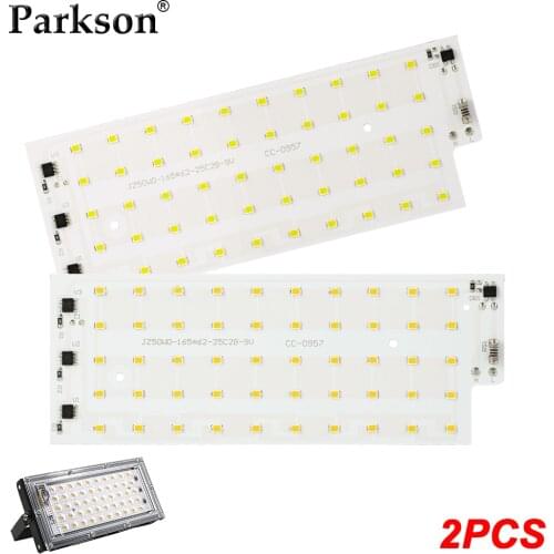 2pcs/lot 50W LED Flood Light Chip SMD 2835 AC 220V Floodlight Spotlight Beads Outdoor LED Street Lamp Landscape DIY Lighting