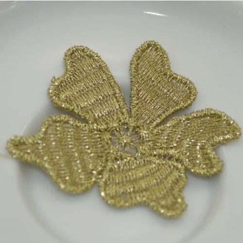 20pcs Beautiful Gold Sew On Patches Wedding Dress Embroidered Floral Lace Applique Clothing Accessories Broderie A Coudre