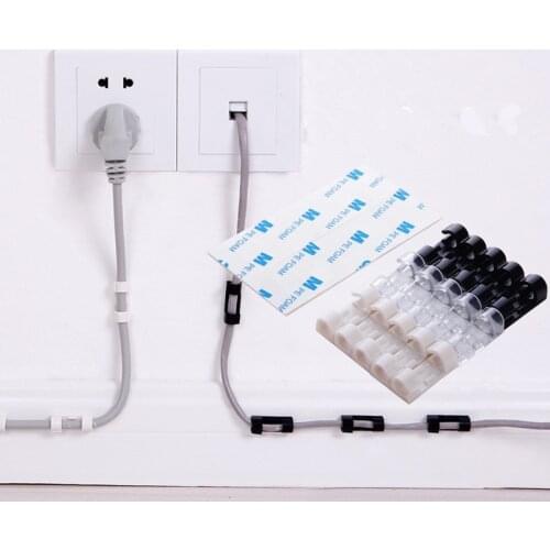 20pcs/lot Wire Fixing Clamp Clip Desktop Wire Clear Up Clips Holder Clamps Cable Clip Device USB Cord Clips Holder Organiser