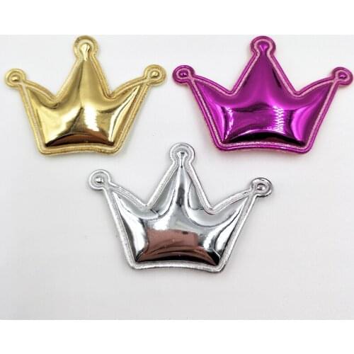 4.5*3cm 60pcs Shiny PU patches Padded Felt Crown shape garment appliques for decoration DIY hair accessories
