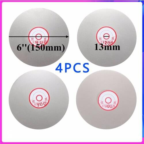 4pcs 6" Diamond Polishing Disc 600/800/1200/3000 Grit Flat Lap Parallel Grinding Wheel Lapping Grinding Disc Tool Polishing Laps