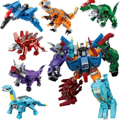 553Pcs Dinosaur Mecha Deformation City Guard Robot Toy Enlighten Building Blocks Sets DIY Bricks Educational Toys for Children