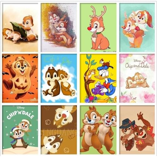 5D DIY Full Drill Diamond Painting Disney Chip 'N' Dale Cartoon Squirrel Diamond Embroidery Mosaic Cross Stitch Home Decor Gift