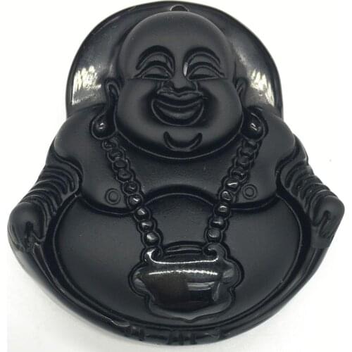 Free Shipping Women Fashion Jewelry Beautiful 40x45x13mm Obsidian Buddha Women Men Pendant Bead 1pcs C8457