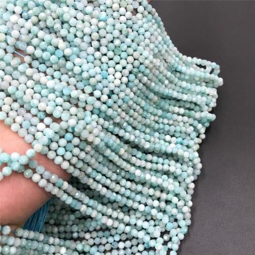 Natural Small stone beads amazonite beads Micro blue Small Section Loose Beads Jewelry Making Bracelet Necklace 2 3mm diy beads