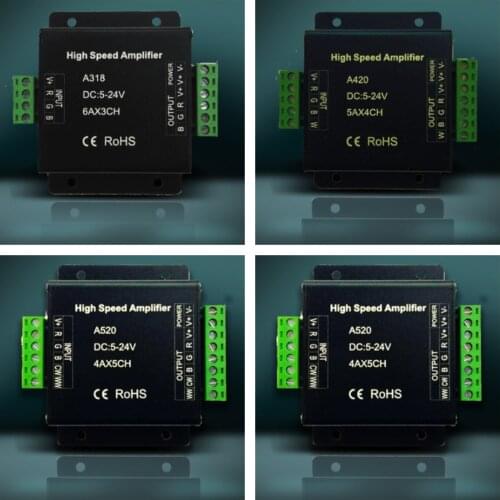 DC5V -24V High Speed LED Amplifier DC12V 3CH 4CH 5CH Repeater 400W For SMD 5050 RGB RGBW RGB+CCT Led Strip Light Ribbon Tape