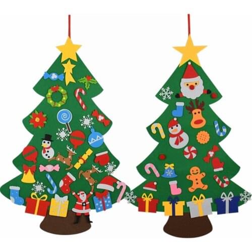 DIY Felt Christmas Tree Decorations Kids Gifts Xmas Tree Door Wall Hanging Ornaments Artificial Tree for Home Navidad Decor 2021