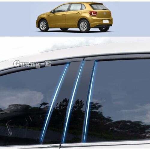 For Volkswagen VW Polo Hatchback 2019-2022 Car PC Material Pillar Post Cover Door Trim Window Piano Black Molding Sticker Plate