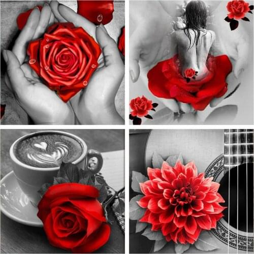 Huacan 5D Diamond Painting New Arrivals Flower Rose Full Square Drill Diamond Embroidery Coffee Handmade Gift Wall Art
