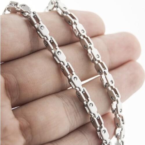 Stainless Steel Unique Mens Hip-pop heavy Necklace Chain choker Silver Box Chain Link necklaces Male Jewelry Dropshipping