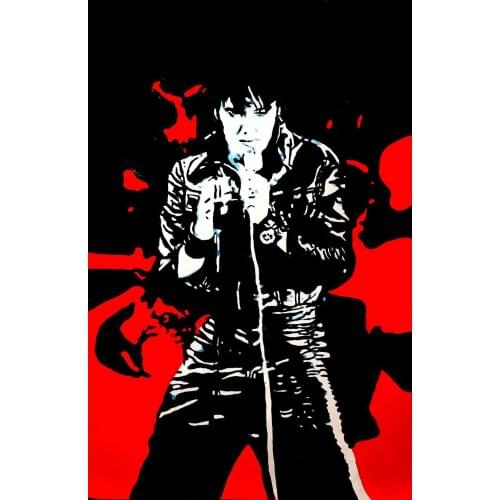 100% Handpainted Elvis Presley Oil Painting 28x16 not print or poster 68 comeback Hawaii Vegas