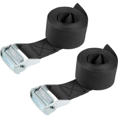 Uxcell 3.5M x 5cm Lashing Strap Cargo Tie Down Straps w Cam Lock Buckle 500Kg Work Load, Black, 2Pcs