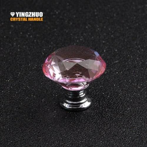 Kitchen Handles Hot Girl Bedroom Cute Pink K9 Crystal Glass Furniture Accessories Drawer Dresser Cabinet Knob 30mm Mini Handle
