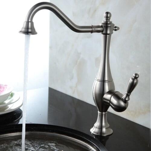 Eyuquan Copper Kitchen Faucet Cold and Hot Water Gold-plated European-style Vegetable Washing Pool Tank Flower Spraying