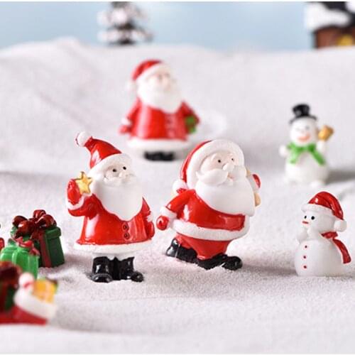 Mini Resin Christmas Santa Claus Tree Snowman Sled Cute Doll Aquarium Decoration Micro Landscape DIY Garden Home Ornament Gift