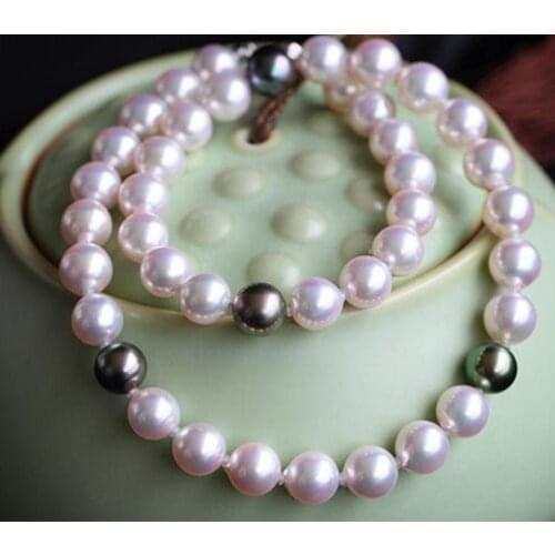 Fashion jewelry gorgeous 10-11mm round multicolor pearl necklace 18inch925s
