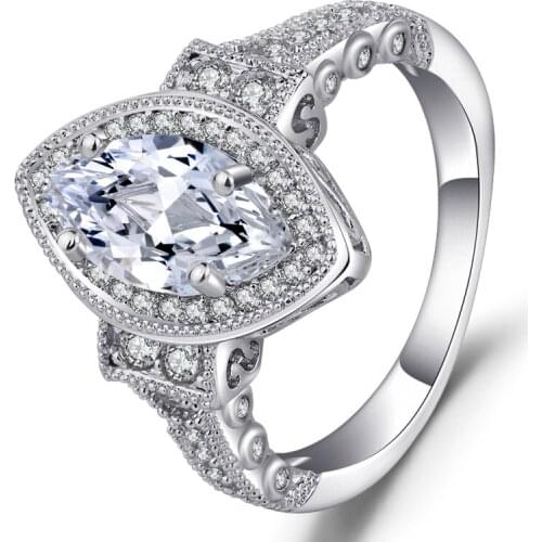 Fashion Sharp Leaf Zircon Ring Elegant Temperament Female Romantic Wedding Ring Factory Wholesale