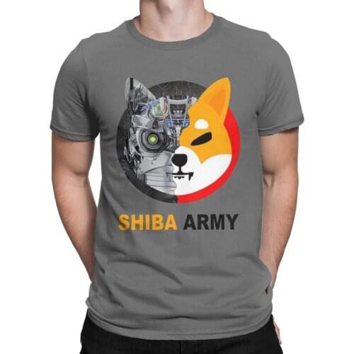 Mens T-Shirt Shiba Army Shibu Inu Crypto Currency Meme Vintage Pure Cotton Tee Shirt Short Sleeve T Shirts Round Neck Clothes