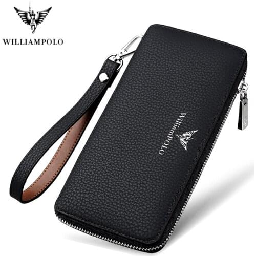 Handbag Brand Business Men Wallet Long Genuine Leather Clutch Wallet Purse Male Top Quality Soft Cowhide Handmade Coin Pouch