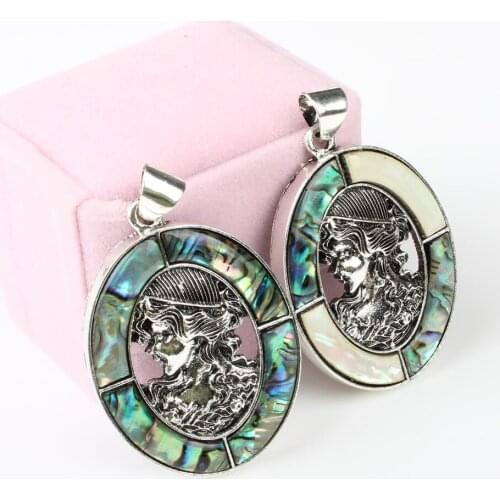 Natural Abalone Shell Colored Oval Avatar Reflective Pendant Women Fashion Wild Jewelry Making DIY Necklace Earrings Accessories