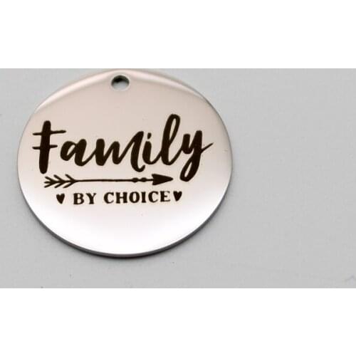 20pcs Family By Choice Charms Stainless Steel Pendant Family Charm DIY Handmade Accessories
