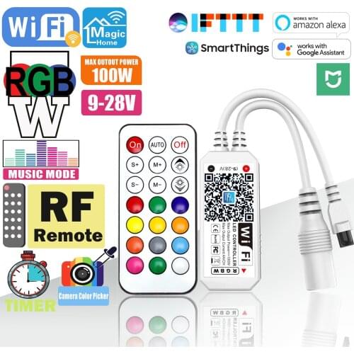 12V 24V WiFi LED Controller RGBW With RF Remote Control Magic Home LED Spi Controller Light Strip Controller Voice Control