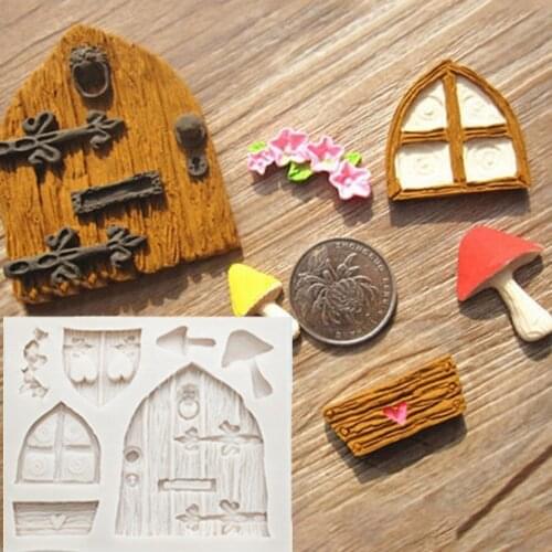 Cartoon Fairy House Wooden Doors Fondant Cake Resin Molds DIY Silicone Cake Mold Fondant Christmas Decorating Tools M020