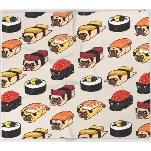 Sushi Pug Throw Blankets Children Kids Soft Warm Sofa Coral Fleece Throw Blanket Rug Plush 100X125cm