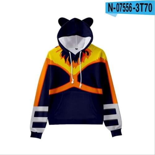 Japan Anime My Hero Academia 3D Print Kids Hoodie for Boys Girls Kawaii Cat Ear Long Sleeve Hooded Sweatshirt Children Clothes