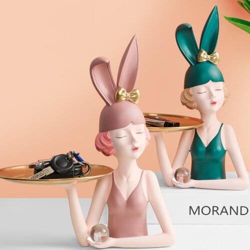 Bunny girl key storage decoration can put watch lipstick decoration storage tray creative decorations to send friends gifts