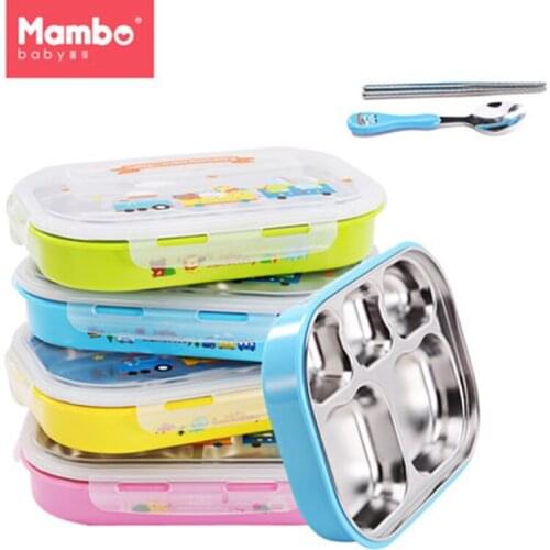 304 Stainless Steel Japanese baby Feeding Bowl Lunch Box With Compartments Microwave Bento Box For Kids