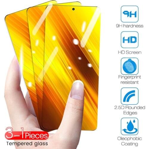 1 2 3 Pcs 9h tempered glass for xiaomi little pocophone poco x3 x 3 nfc pocophonex3 pocox3 6.67'' display screen protectors film