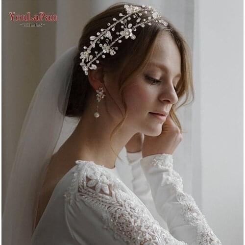 YouLaPan HP340 Alloy Floral Wedding Tiara Bride Hair Accessories for Women Crystal Bridal Headpiece Wedding Rhinestone Headband