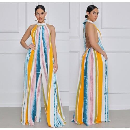 Jumpsuit Women Sexy Sleeveless Solid Floor Length Casual Elegant Holidays Jumpsuit Backless Stand Collar Loose Evening Summer