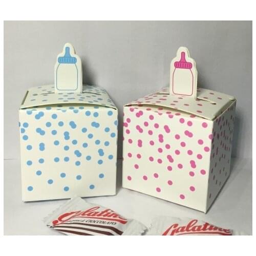 100Pcs/lot Baby Shower Candy Favors Classic Blue Baby Bottle Favor Box For baby birthday favor candy box and baby souvenirs box